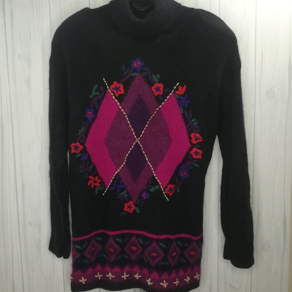 Vintage Womens Segue Angora Turtleneck Sweater Med
